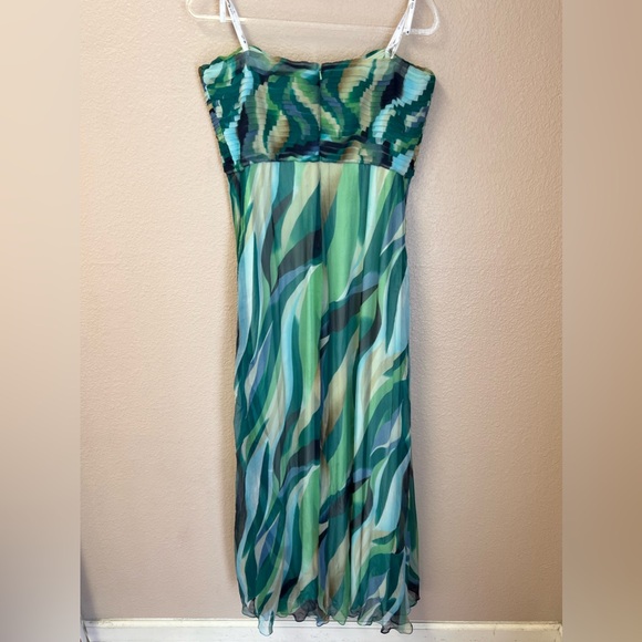 Tadashi Shoji 100% Silk Flowy Abstract Strapless Grown Size 14 - Picture 2 of 15